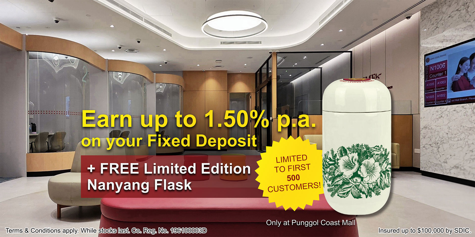 Earn up to 1.50% p.a. on your Fixed Deposit at Punggol Coast Mall Branch