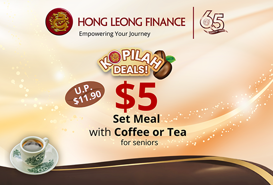 $5 Set Meal with Coffee or Tea for seniors