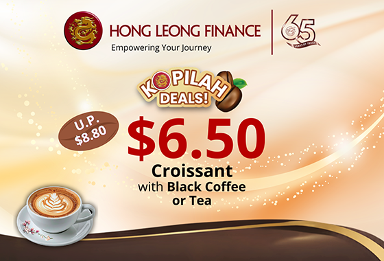 $6.50 Croissant includes Black Coffee or Tea