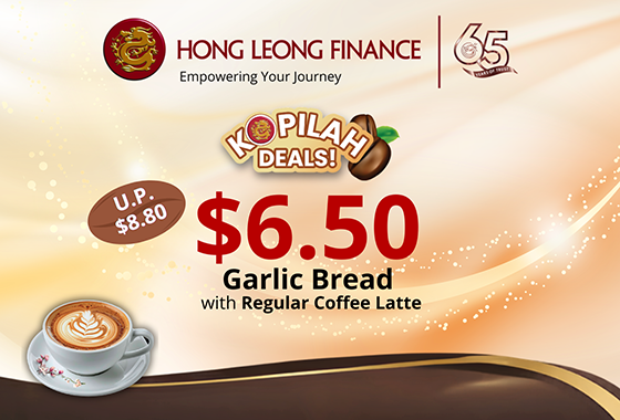 Enjoy a Garlic Bread and Regular Cafe Latte Combo for $6.50